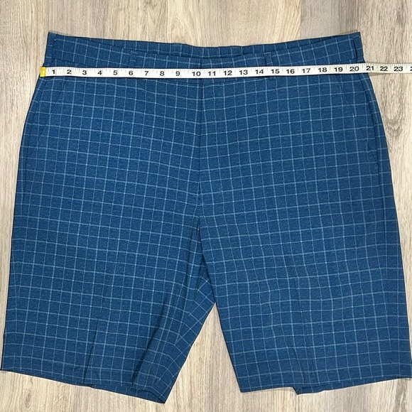 Walter Hagen Blue Checker Plaid Chino Golf Shorts Flat Front Casual Zip Size 40 - Picture 4 of 8